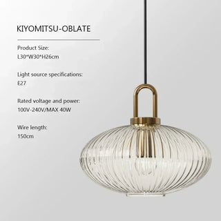 Suspension citrouille – Suspension en verre transparent avec cadre en fer, design moderne