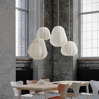 Soft diffuser pendant detail — modern fabric ceiling fixture