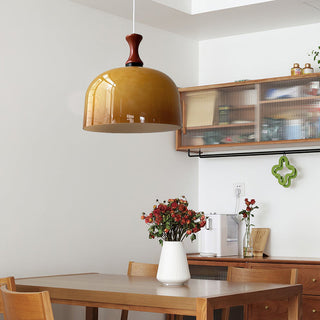 Retro flat ball pendant showing glass globe detail