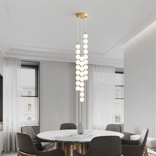 White round pendant lamp copper accent minimalist ceiling fixture