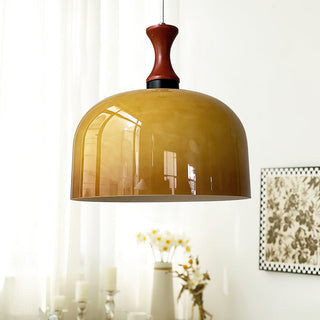E27 socket pendant with vintage flat ball glass shade