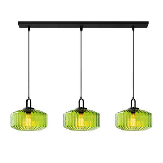 Mid Century Pendant Light – Striped Glass Lamp with E27 Bulb Base for Living Room