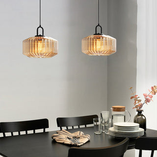 E27 pendant with striped glass — mid-century style