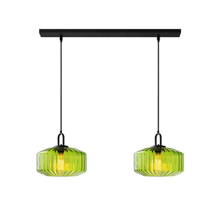 Mid Century Pendant Light – Striped Glass Lamp with E27 Bulb Base for Living Room
