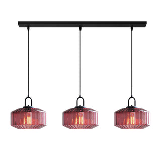 Mid Century Pendant Light – Striped Glass Lamp with E27 Bulb Base for Living Room