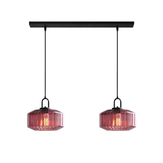 Mid Century Pendant Light – Striped Glass Lamp with E27 Bulb Base for Living Room
