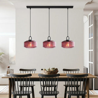 Mid Century Pendant Light – Striped Glass Lamp with E27 Bulb Base for Living Room