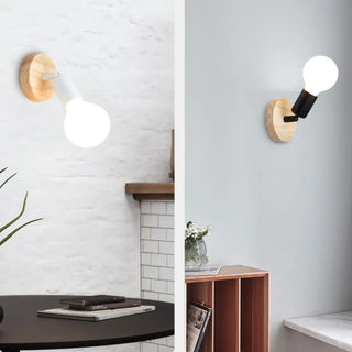 Wood stand wall lamp E27 7W LED dimmable IP65 white Scandinavian