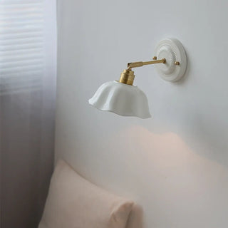 Ceramic wall lamp white – round glass globe E27 side view