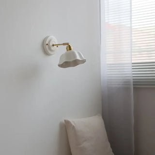 Vintage white glass wall sconce – warm LED ceramic finish