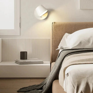 Compact headboard LED wall sconce black – bedside reading light