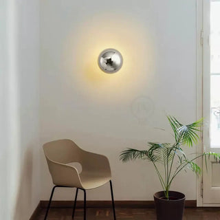 Small round wall sconce in silver finish – minimal modern design