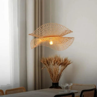 Woven Bamboo Pendant Light – Bohemian Pendant Light With Openwork Shade