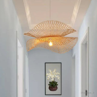 Woven Bamboo Pendant Light – Bohemian Pendant Light With Openwork Shade