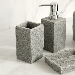 luxury coordinated bath accessories set soap dispenser toothbrush holder side view