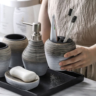 modern 5-piece bathroom accessories set minimalist organizer kit set view