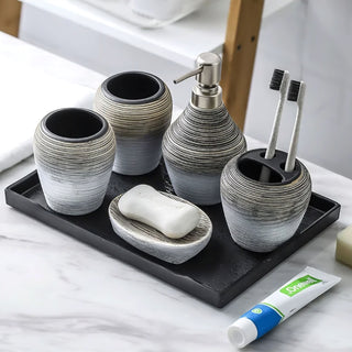 modern 5-piece bathroom accessories set minimalist organizer kit side view