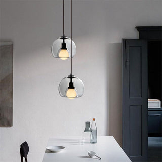 Suspension en verre soufflé – Luminaire moderne en forme de sphère avec abat-jour ambré