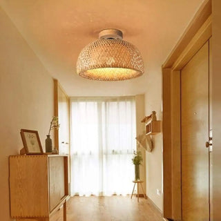BAMBOO Rattan Ceiling Light Fixture – Natural Boho Contemporary Lamp