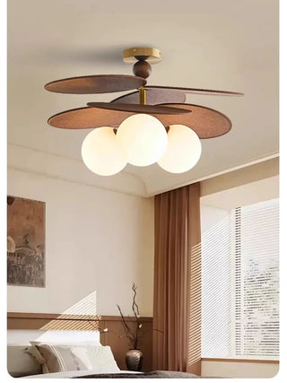 BOSI Wood Leaves and Opal Glass Balls Ceiling Light – view 1
