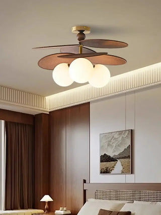 BOSI Wood Leaves and Opal Glass Balls Ceiling Light – view 2