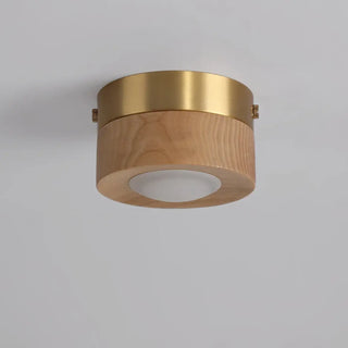 MILAN Wood and Brass Minimalist Natural Ceiling Light – view 3