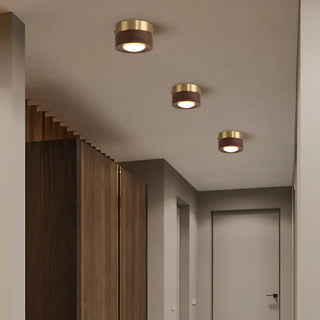 MILAN Wood and Brass Minimalist Natural Ceiling Light – view 5