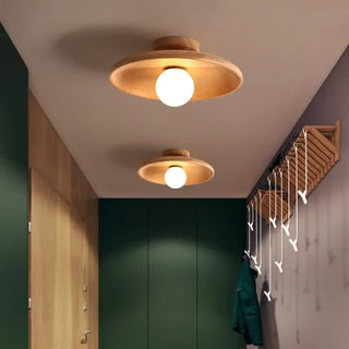 COGLO Minimalist Wood Globe Round Ceiling Light – Contemporary Natural Fixture