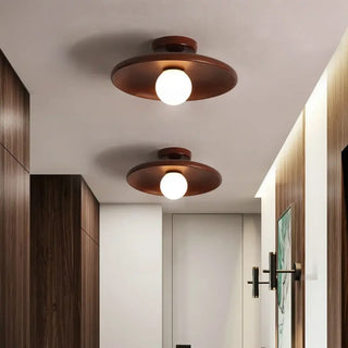 COGLO Minimalist Wood Globe Round Ceiling Light – Contemporary Natural Fixture