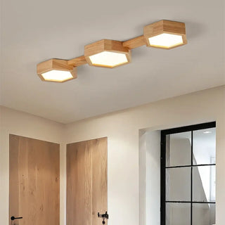 NONISA Designer Ceiling Light – Wood LED Geometric Overhead View