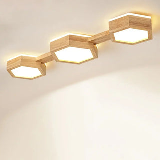 NONISA Elegant Ceiling Light – Wood and Geometric Design Close-Up