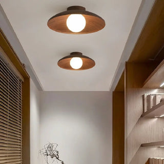 SUTYRE Natural Ceiling Light – Round Wood Organic Room Setting