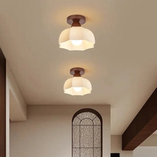 DEKIR Wood and Glass Natural Elegant Ceiling Light – Contemporary Designer Fixture