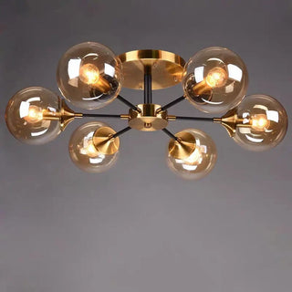 AMBRINA Elegant Gilded Metal Ceiling Fixture – Branches Glass Bulbs Light