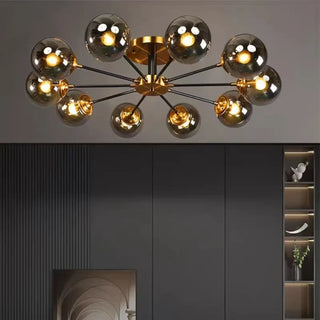 AMBRINA Glass Bulbs Gilded Branches Ceiling Fixture – Elegant Light