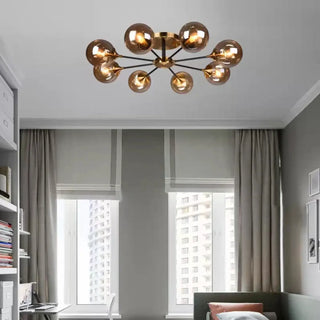 AMBRINA Gilded Metal Branches Glass Bulbs Ceiling Light – Elegant Fixture