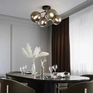 RITOSA Glass Sphere Ceiling Light – Clear Globe with Gilded Detail