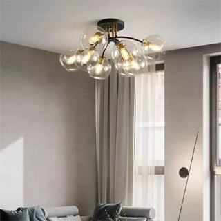 RITOSA Contemporary Clear Glass Sphere and Gilded Ceiling Light – Elegant Fixture