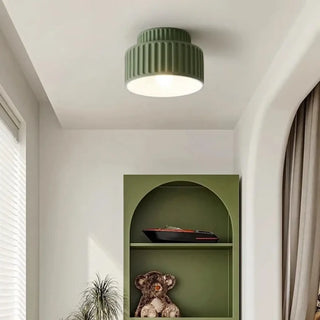 NIRINA Flush Ceiling Light – Beige and Green Contemporary Room Setting