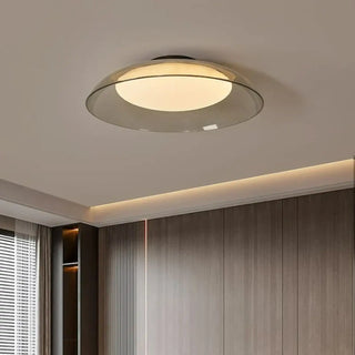 AMILO Contemporary Smoked Glass Disc Fixture – Minimalist Ceiling Light