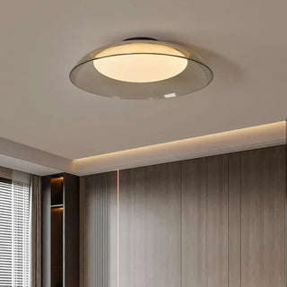 AMILO Smoked Glass Disc Ceiling Light – Minimalist Contemporary Fixture