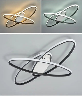 TROCOLE LED Contemporary Black Gold Rings Shape Ceiling Light – view 5