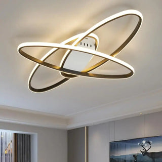 TROCOLE LED Contemporary Black Gold Rings Shape Ceiling Light – view 1