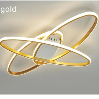 TROCOLE LED Contemporary Black Gold Rings Shape Ceiling Light – view 4