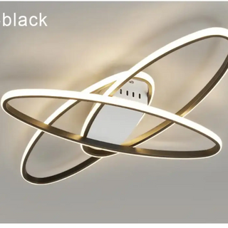 TROCOLE LED Contemporary Black Gold Rings Shape Ceiling Light – view 6