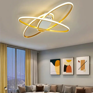 TROCOLE LED Contemporary Black Gold Rings Shape Ceiling Light – view 3
