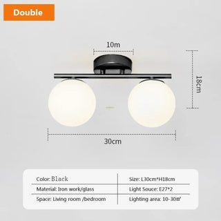 DUTYS Contemporary Black Double Globe Ceiling Light – Modern Designer Fixture