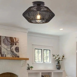 TINRO Braided Rope Natural Elegant Ceiling Light – view 3