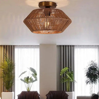 TINRO Braided Rope Natural Elegant Ceiling Light – view 1