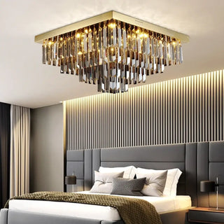 TINCELANI Crystal Square Modern Gilded Sparkling Ceiling Light – view 2